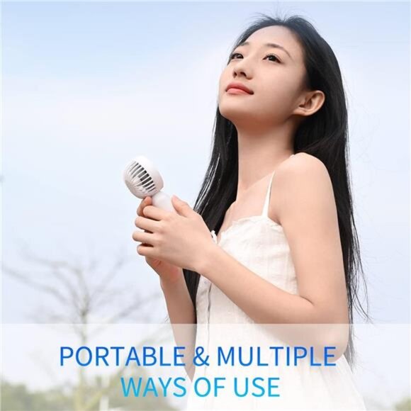 Cute 3-Pack Mini Portable Fans: USB Rechargeable, 3 Speeds, Perfect for Travel & - Picture 6 of 7